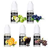 Salcar 5x10ml Set E-Líquido para cigarrillos electrónicos, e-shisha (manzana, uva, naranja, blueberry, cola) 0,0mg nicotina