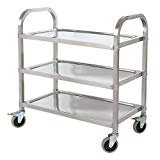 HLC Carrito de sevicio para la cocina, hotel, oficina con 3 niveles / 82 x 75 x 40 cm/Acero inoxidable