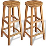 vidaXL Taburetes Modelo Altos de Bar y de Material Madera de Acacia Pack de 2 Unidades