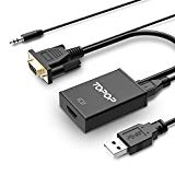Topop VGA a HDMI Cable Adaptador Conversor con Alimentación USB, Resolución de 720P/1080P, Soporte de Audio para TV Ordenador Proyector Smart TV Box Portátil, HD TV AV HDTV Video Cable Converter