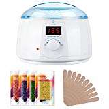 Lavany Calentador de Cera, Set de Depilación con Perlas de Cera Caliente y Máquina Calentadora de Cera con Cuenco para Cera Extraíble de 400 g., 4 Paquetes de 100 g de Granos de Cera Dura y 5 Palillos Aplicadores de Cera