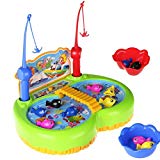 Electric Magnetic Juego de Pesca Mesa de Música de Rotación de Juguete Desarrollo Educativo Temprano para Niños de 3+ Años