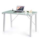 IKAYAA YS1403009 - Mesa de Ordenador Escritorio de Trabajo para Oficina Casa (MAX.120kg,De Vidrio Templado,Estilo Moderno)
