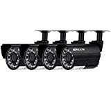 "KKmoon Kit de Vigilancia (4 Cámara Bala CCTV, AHD 720P, Lente 3.6mm, 24 LED IR CUT, Impermeable, 1/4"" CMOS)Seguridad Hogar, Negro"
