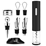 GHB Sacacorchos Sacacorchos Electrico Abridor de Botellas de Vino con Cortador de Hojas Color Negro