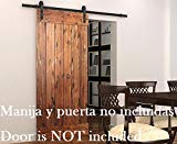 DIYHD 6ft Puerta de granero corredera estilo rústico americano puerta de granero corredera de madera para armario puerta granero herraje colgadocon guía rodamientos deslizantes (6ft-Riel de deslizamiento)