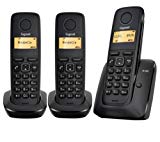 Siemens Gigaset A120 Trío - Teléfono fijo inalámbrico (plug & play, ECO DECT), color negro