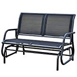 Outsunny Banco Balancín tipo Silla Oscilante de Jardín o Patio con 2 Plazas 123x70x87cm Acero y Tela Textilene