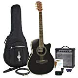 Roundback Electro Acoustic Guitar + 15W Amp Pack Black