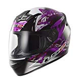 LS2 FF351 FF352 - Casco integral de mujer para motocicleta, diseño ondulante de color rosado y violeta
