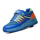 Chicas USB Carga led los Zapatos del patín de ruedas,Zapatos de deporte para niños (EU39, Azul)