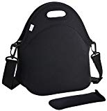 Bolsa Porta Alimentos,Coofit Bolsa Almuerzo Bolsa Comida Neopreno para Picnic Negro con Correa de Hombro