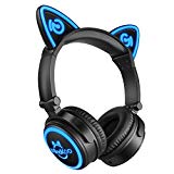 {Auriculares Inalámbricos de Gato Oreja} MindKoo MH-6 Auriculares Diadema Bluetooth 4.2 Manos Libres Casco Cosplay Regalo Navidad Plegable de LED Luz para Jóvenes Niños for iOS iPhone x,8/Plus Android
