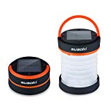 SUAOKI - Mini Linterna Camping LED Solar Ligera, Plegable y Impermeable (Recargable con luz Solar y USB, Acampada, Tienda de campaña) Naranja