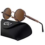 CGID E72 Steampunk estilo retro inspirado círculo metálico redondo gafas de sol polarizadas para hombres