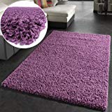 Alfombra Sky Lisa De Pelo Alto Largo Estilo Shaggy En Lila Violeta, tamaño:140x200 cm