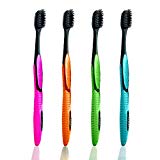 (4 unidades) Cepillo de Dientes con Carbón Binchotano Activado, Biodegradable, 100% libre de BPA - Cerdas con Carbón Vegetal para Mejor Limpieza