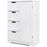 HOMFA Armario Mueble Almacenaje Organizador para baño cocina salón y dormitorio 4 Cajones y 1 Puerta 56x30x83cm Blanco