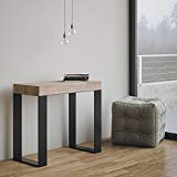 Tecno - Mesa/consola extensible fabricada en Italia, color roble natural y estructura gris antracita, 14 comensales, 3 metros