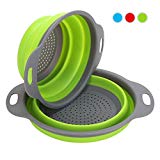 Colador de cocina plegable, 2 piezas de filtro de silicona para verduras o frutas Incluye 2 tamaños 8 y 9,5 pulgadas de cesta de filtro Por OYSHOPP (verde)