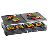 Bomann RG2279CB - Raclette grill con piedra natural y placa reversible, 8 personas, 1400 W, color azul