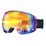 LiSmile Gafas de Esquí,Gafas de Nieve de Snowboard Unisex con Anti-niebla y Tratamiento de Protección UV400, Lentes Gran Angular y Esférica,para Mujeres, Hombres y Niños,Color Azul
