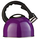 Premier Housewares 505119 - Tetera hervidor con silbato, base para placas de inducción, 2,5 l, 22 x 23 x 20 cm, acero inoxidable, color morado