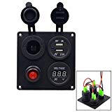 TurnRaise Impermeable USB Cargador + Voltímetro Digital LED