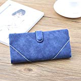 Billetera de mujer,Cozyswan Cartera de cuero bolso botón Cartera De Mujer (Zafiro)