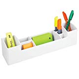 MetroDecor mDesign Organizador de Escritorio de Color Blanco – Caja organizadora para Material de Oficina con 8 Compartimentos de Distintos Tamaños – Práctico Organizador de Material de Escritorio