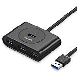UGREEN 20291, Hub USB 3.0, 4 Puertos Altas Velocidades de Transmisión con Cable de 1M, Negro