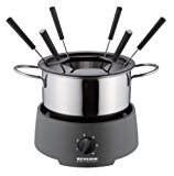 Severin FO 9237 - Fondue, 800 W, 1.25 L, 6 tenedores, regulador de temperatura, acero inoxidable, color gris oscuro