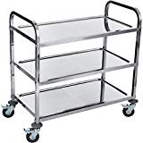 DXP Carrito de servicio Carrito cocina / Camarera con 2/3 bandejas 100% acero inoxidable (con 3 bandejas)