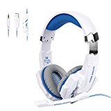 Tsing Auriculares Cascos Gaming de Diadema Abiertos con Micrófono para Portátiles PS4 Móviles Tablet (Blanco)