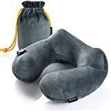 Purefly Almohada de viaje,con soporte de cuello. Inflable, super suave y compacta para dormir en el avión, coche y tren. Con bolsa de transporte. Suave y ergonómica. Diseño talla única. Nombrada Invento del Año 2014