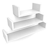 SONGMICS Estantería para Pared Juego de 3 estantes para Libros CDS Estanterías de Pared Cubos Retro Blanco LWS66W