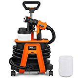 Pistola de Pintura 1200W, 2 Recipientes de 1200ML, Pistola de Pulverización Tacklife SGP17AC Flujo de Pulverización 1100ml/min, 3 Modos con 3 Boquillas de Cobre, Rueda Universal, Manguera de 3,5m