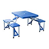 Mesa Plegable de Camping – con 4 Sillas – Aluminio – Medidas 84.5 x 64.5 x 66 cm