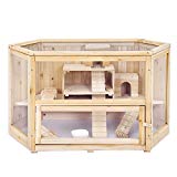 SONGMICS Nueva Jaula de Madera para roedores 4 Niveles Casa para Hamster e Animales Pequeños PHC003