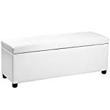 [corium] Banco otomano (119 x 38 x 45 cm)(blanco) arcón - taburete para almacenaje - tapizado - banco dormitorio