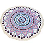 Surenow Manta Toalla de Playa Tapiz Mandala Mantel de Picnic Esterilla de Yoga Estilo Bohemio con Borlas Grande Redonda 150x150 cm