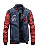 Hombres Chaqueta de cuero Cuero de la PU Chaqueta de béisbol Colores mezclados Abrigo de pieles Zafiro XL