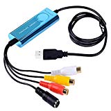 Top-Longer VHS a DVD Adaptador Capturadora de Video / Audio Convertir / Capturadora Video USB/Grabadora DVD USB / USB Video Capture para Windows y Mac OS