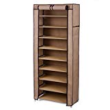 Songmics 10 Schicht staubdichtes Schuhablage Schuhregal für ca. 27 paar Schuhe Schuhschrank Regale 160 x 58 x 28 cm hellbrau RXJ10K