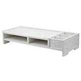 Soporte para Monitor de Sobremesa Impermeable con Organizador de Escritorio Soporte de dos Estantes para Computadora de Escritorio LCD TV Laptop Monitor