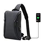 Koolertron Impermeable Mochila Bandolera de Hombres con Puerto de Carga USB Pecho Hombro Bolsas Cross-Body,Multiuso Mochila Daypack Hombro