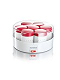 Severin JG 3519 - Yogurtera de 14 tarros, 13 W, 150 ml, marcador de memoria, tapa transparente, color blanco y rojo