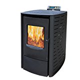 Nemaxx P6 Pellet Horno de pellets Chimenea de pellets Chimenea 6 kW Chimenea Chimenea Pellet estufa Horno Radiador Calefactor Chimenea Calefacción pellets, Negro