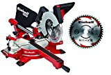 Einhell TE-SM 2131 - Ingletadora telescópica dual, luz LED, tracción integrada, mesa rotativa, 5000 rpm, 1600 W, 230-240 V, color rojo y negro