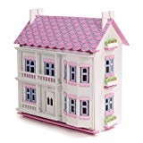 Mamakiddies Casa de muñecas con muebles y muñecas (DH White 1062)